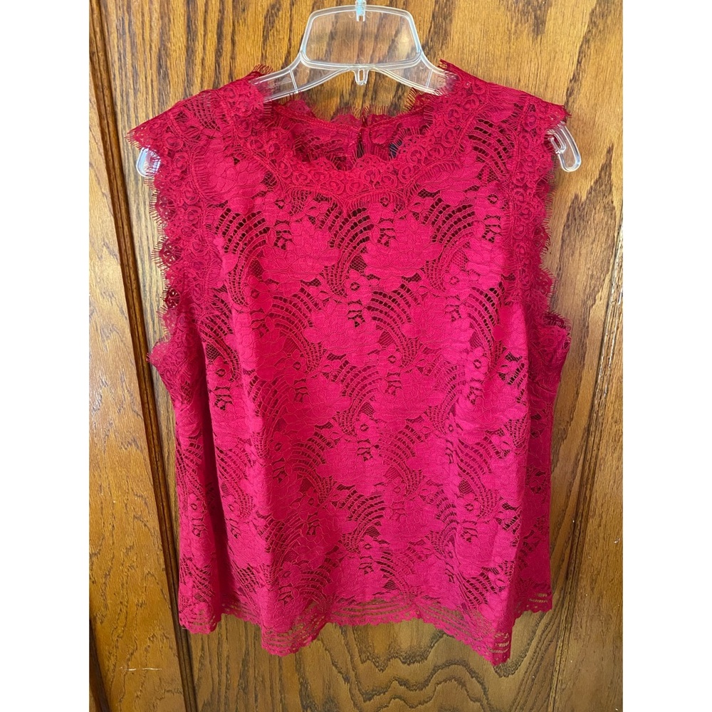 Missimo Size XXL red lace top with red spaghetti strap cami underneath